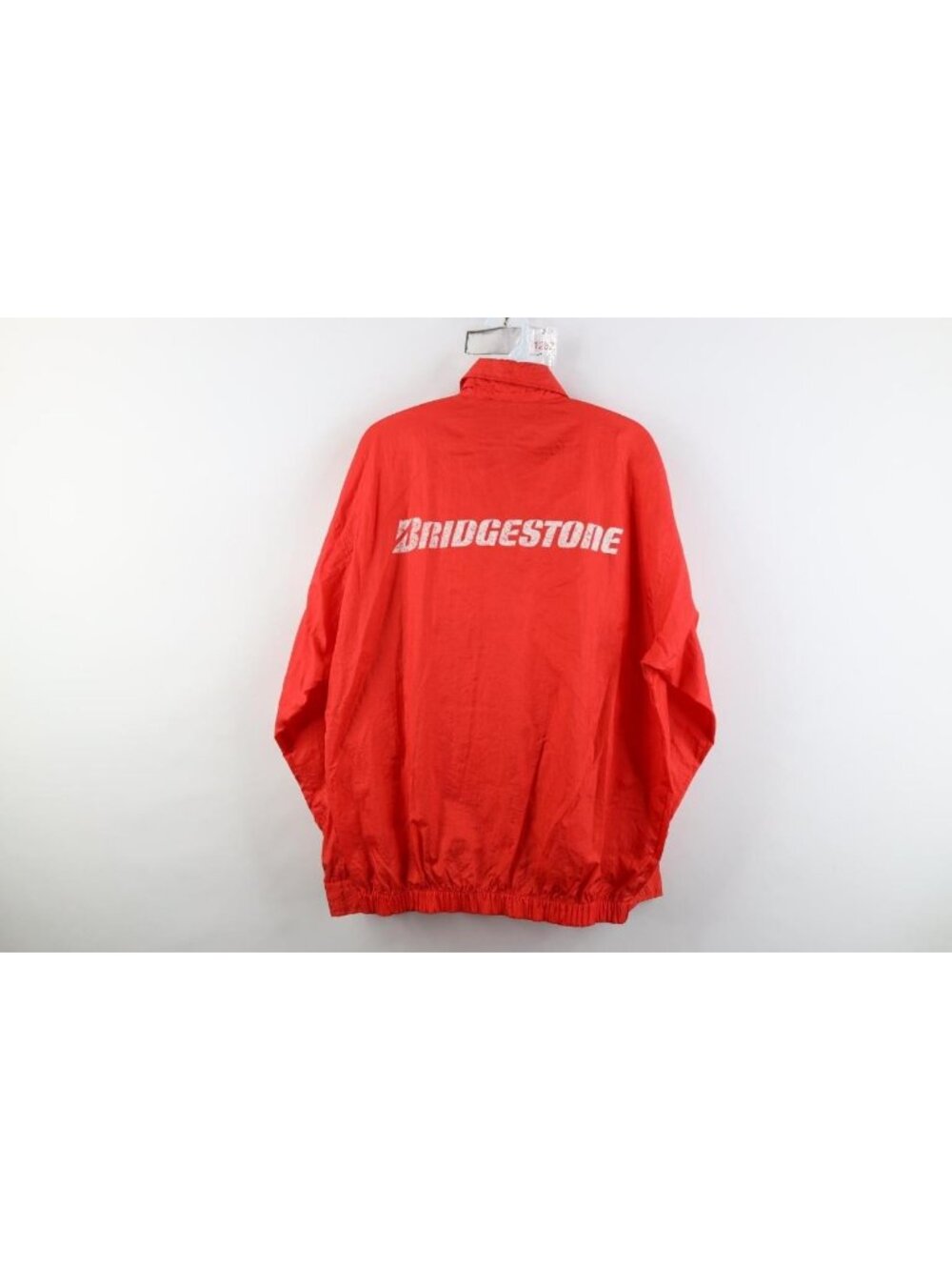 Vtg 80s 90s Bridgestone Tires Womens Large Spell Out Bomber Windbreaker Jacket